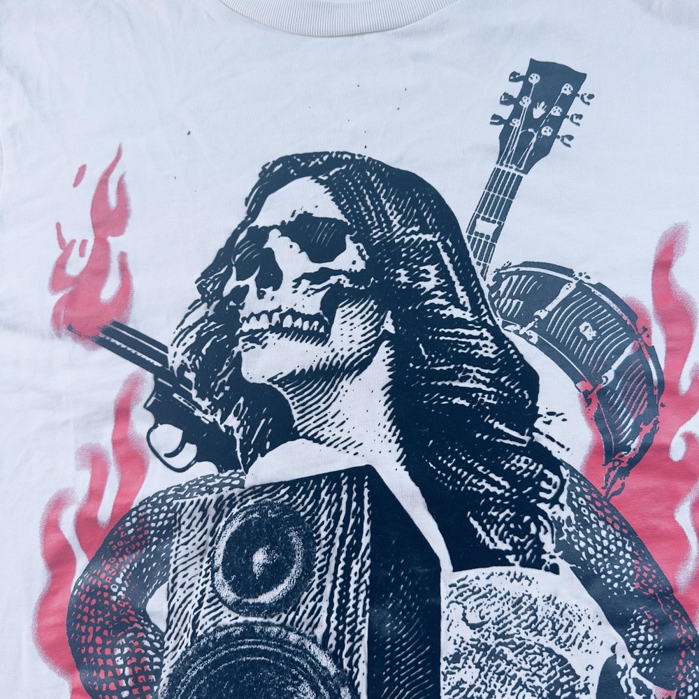 Bkys Stargazing T Shirt Men Medium Graphic Tee Skull Guitar Flames Rock Music - Picture 4 of 16
